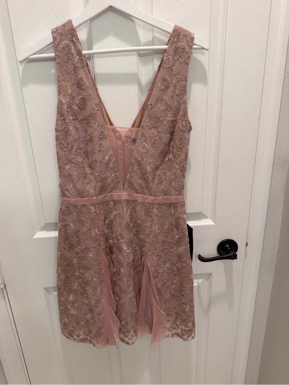 NWT BCBG MaxAzria Phoebe Floral Lace Embroidered Mesh Cocktail Dress Pink 8
